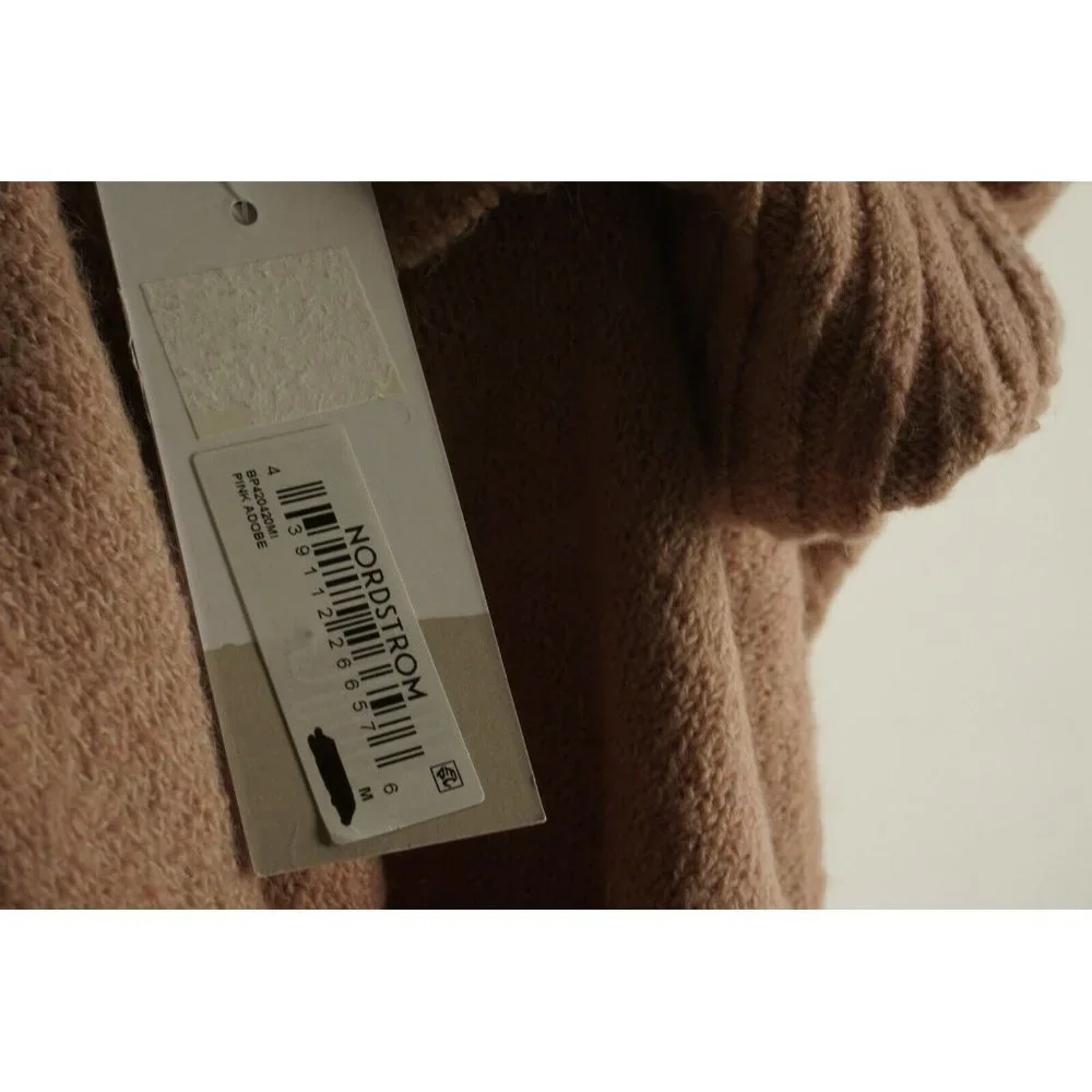 New BP Cozy Knit Longline Turtleneck‎ Sweater Women's Medium Pink Pullover Slit